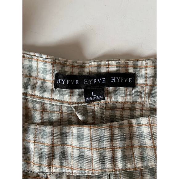 Hyfve plaid school girl skort size large junior sage, cream tan - Picture 2 of 5